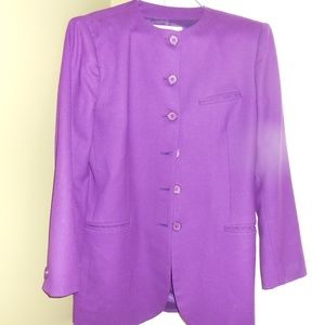 Vtg Christian Dior Purple Ladies Wool Blazer Sz 6